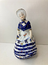 Victorian Lady Figurine KPM Berlin Germany Porcelain Blue and White Gold Dress picture