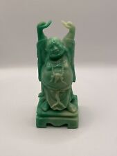 Vintage Buddha Chinese Resin Faux Jade Happy / Laughing Hands Up Lucky Figurine picture