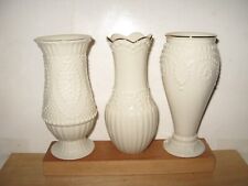 LENOX 3 PC Porcelain Bud Vases Beaded Pattern with Gold Rim 5
