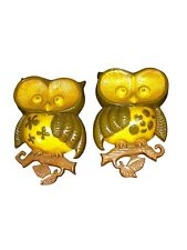 Vintage Cast Metal Pair Of Owls, Wall Hanging, Sexton USA picture