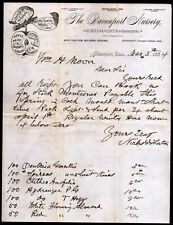 1884 - Davenport Nursery - Iowa - O P Nichols - EX Rare History Letter Head Bill picture