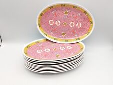 10 Asian Restaurant Melamine Ware Fuji Red Longevity Oval Platter Plates picture