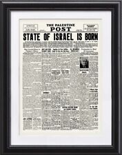 1948 THE STATE OF ISRAEL IS BORN FRONT PAGE HQ LETTERPRESS FRAMED PRINT 19