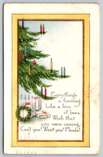 c1920s Merry Christmas Miss you Poem Poetry Antique Decor Vintage Postcard picture