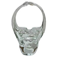 VTG Murano Art Glass Basket Split Handled Handblown Clear Glass Ashtray 8