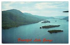 Vintage Beautiful Lake George Postcard Aerial View New York Multiple Islands picture