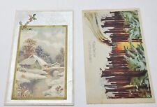 2 Vintage New Year Postcards  Winter Scenes picture