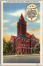 Vtg Cumberland Maryland MD Allegany County Court House 1940s View Postcard picture