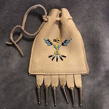 Leather Beaded Medicine Pouch (Was used to hide $'s & valuables when traveling) picture