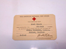Vintage 1942 Red Cross Nutrition Course Completion Card for Chicago Illinois picture