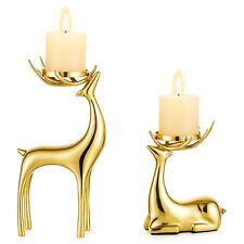 Sziqiqi Gold Reindeer Candle Holder for Pillar Candles Brass Reindeer Tealigh... picture