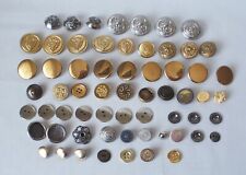 Lot of 62 Vintage Metal Sewing Buttons, Sizes 1/2