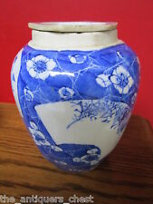 Antique c1800s Chine ceramic Vase COVERED URN blue,  hand painted picture
