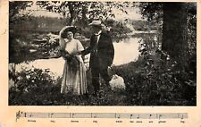 Valentines Day Song Card Romantic Courting Couple Love Umbrella Vtg Postcard E24 picture