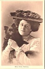 HILDA HANBURY AND HER CUTE DOG  :  BRITISH STAGE ACTRESS : STAGE BEAUTY : RPPC picture