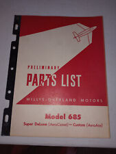 1951 PARTS LIST WILLYS OVERLAND MODEL 685 AEROACE AEROCOMET picture
