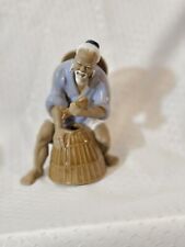 Vintage Shiwan Ceramic Chinese Mud Man with Fish 6 inch Figure picture