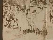 “The Funeral Of Kit” Children Performing Cat Funeral Ceremony Stereoview 1890s picture