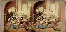Women Under a Crinoline, Vintage Print, ca.1860, Watercolor Stereo Vinta Print picture