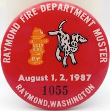 Vintage Raymond Washington Pinback Button Fire Department Muster 1987 Dalmatian picture