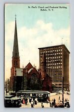 Buffalo NY- New York St Paul's Church Prudential Building Vintage c1911 Postcard picture