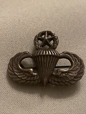 Post WW 2 Vintage Sterling US Master  Jump  Wings W/ Unique British Pin Assembly picture