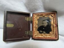 Antique Small 16th Plate Tintype Cute Baby Boy? In AS Is Thermoplastic Case picture