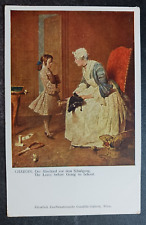 vtg postcard Chardin The Leave before going to School painting art unposted picture