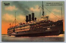 Postcard Detroit MI Steamer Ship Great Detroit III At Sea D&C Navigation Company picture