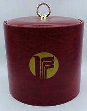 Vintage Georges Briard Ice Bucket Red Burgundy Vinyl w/ Gold Logo Mid Century picture