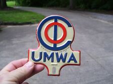 Vintage nos 50s UMWA Union labor Coal Miner License plate topper Sign Auto car picture