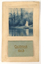 Postcard Calendar 1913 Sailboat on Lake Muncie Indiana Embossed Antique 267 picture