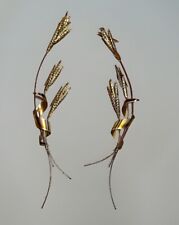 Homco Two Gold Toned Metal Wheat Stalks Wall Decor Vintage Mid Century Mcm picture