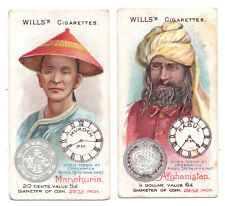 1908 WILLS's Cigarettes Tobacco Cards (2) ~Time & Money~ MANCHURIA & AFGHANISTAN picture