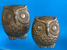 Vintage  Solid Brass Owl Family Figurines Set of 2 picture
