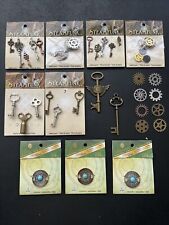 SOLID OAK INC / BRIANNA Steampunk Lot Of Keys Cogs Gears Charms Jewelry Crafts picture