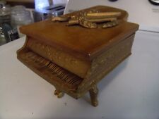 Antique mechanical music box spelter grand piano jewelry box Spanish eyes LISTEN picture