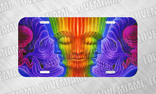 Trippy Face JDM Funny Skull Trip Humans Art License Plate Auto Car Tag  picture