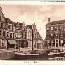 c1910s Goes Netherlands Kade Downtown Store Shops Signs Sailboat Photo RARE A150 picture