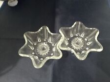 Pair (2)Glass 6 Point Star Vintage Candlestick Holders Anchor Hocking (?) MCM picture