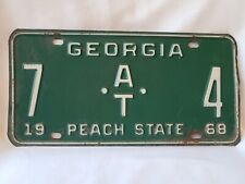 Vintage 1968 Georgia Peach State Cobb County Single Digit #4 License Plate 10223 picture