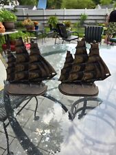 Bronze Cast Iron Book Ends Ships Mid Century Modern One Pair picture