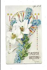 Lovely LILIES On RARE, Beautiful HOLD-TO-LIGHT HTL Vintage 1908 EASTER Postcard picture