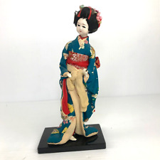 Maiko Geisha Doll 1960s Hand Painted Carved Glass Eye Vintage Japanese  picture