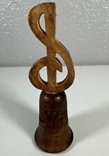 Vintage Hand Carved Wood Bell Treble Cleft picture