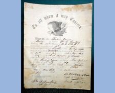 1863 antique original CIVIL WAR N.G. state New York Discharge Document T CONROW  picture