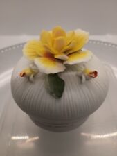 Vintage Trinket Dish W/Yellow Flower 2 In. picture