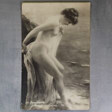 Nude Nymph before bathing. Sea Stones. Tsarist Russia postcard 1909s🌷 picture