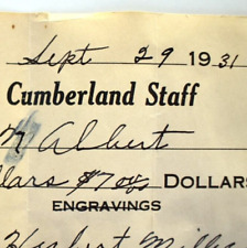 Vintage 1931 Cumberland County Staff Receipt Pennsylvania picture