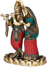 MULTI STORE ENTERPRISES Large Radha Krishna Idol Brass Sculpture Hindu God picture